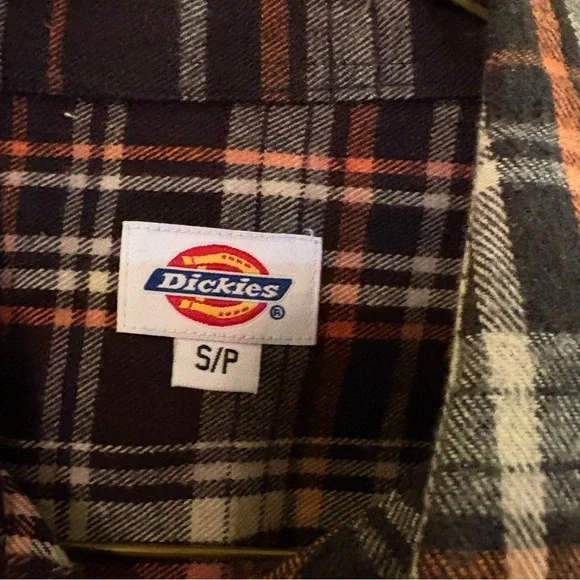 Dickies Men's Brown and Orange Plaid Button Down Shirt, Sz S, like new - Picture 6 of 9